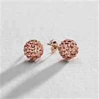 Revere 9ct Yellow Gold Champagne Crystal Ball Stud Earrings