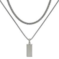 Revere Men's Stainless Steel Layered Chain Pendant Necklace