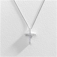 Revere Silver Cubic Zirconia Cross Pendant Necklace