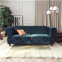 Dorel Felix Chesterfield Velvet Chaise Sofa Bed - Blue