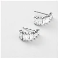 Revere Sterling Silver Cubic Zirconia Half Hoop Stud Earrings