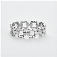 Revere Sterling Silver Cubic Zirconia Link Band Ring - Large