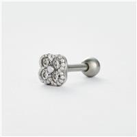 Revere Surgical Steel Cubic Zirconia Four Leaf Clover Single Stud Earring