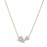 Pure Brilliance 9ct Yellow Gold 1.25ct Diamond Double Pear Pendant Necklace