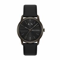 Armani Exchange Brown Case Three Hand Black Silicone Strap Watch