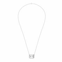 Pure Brilliance 9ct White Gold 1ct Diamond Emerald Solitaire Pendant Necklace