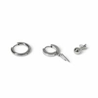 Freedom Silver Tone Stainless Steel Drop Earrings - Pack of 3