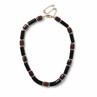 Freedom Glossy Black and Marbled Tortoiseshell Chunky Bead Necklace