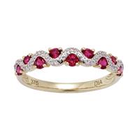 Revere 9ct Gold 0.03ct Diamond and Ruby Eternity Ring - H