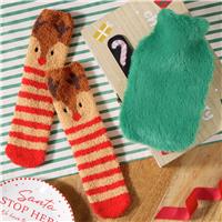 Argos Home Hot Water Bottle And Reindeer Socks Christmas Gift Set