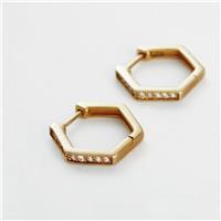 Revere Yellow Gold Plated Sterling Silver Round Cubic Zirconia Huggies Earrings