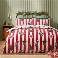 Catherine Lansfield Vintage Icon Stripe Pink Bedding Set - King size