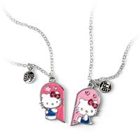 Hello Kitty Pink BFF Heart Charm Pendant Necklace Set