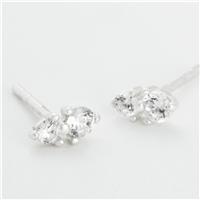 Revere Sterling Silver Two Round Cubic Zirconia Stud Earrings