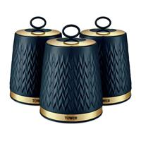 Tower Empire Stainless Steel Set of 3 Food Storage Canisters - Blue