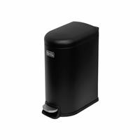 Black + Decker Curved Slimline Pedal 10L Recycle Bin - Black