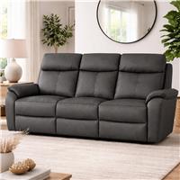 Aspire Kingsmere Leather 3 Seater Power Recliner Sofa - Charcoal