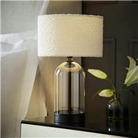 ValueLights Jessy Glass LED Table Lamp With Boucle Shade - Black