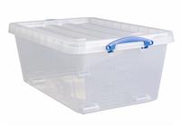 Really Useful Plastic Set of 2 Wheeled Storage Boxes - Clear