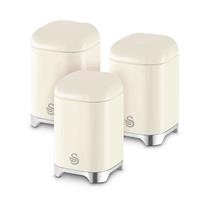 Swan Solace 1.5 Litre Cast Iron Set of 3 Kitchen Storage Canisters - Cream