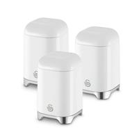 Swan Solace 1.5 Litre Cast Iron Set of 3 Kitchen Storage Canisters - White