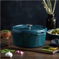 Barbary and Oak Nattura Teal Cast Iron 24cm Casserole Dish