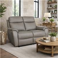 Aspire Kingsmere Leather 2 Seater Power Recliner Sofa with Metal Feet - Elephant