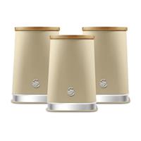 Swan Solace 1.5 Litre Cast Iron Set of 3 Food Storage Canisters - Oatmeal