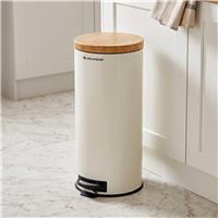 Blackmoor 30 Litre Wooden Lid Pedal Bin - Cream