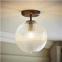 ValueLights Kempton Metal Flush Ceiling Light - Antique Brass