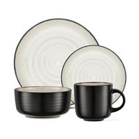 Barbary & Oak Cascade 16 Piece Stoneware Dinner Set - Black