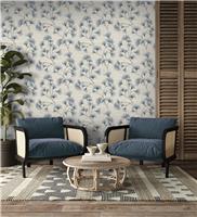 Arthouse Ginkgo Leaf Trail Blue and Grey Wallpaper