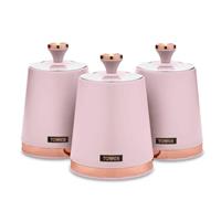 Tower Cavaletto 1.3 Litre Carbon Steel Set of 3 Food Storage Canisters - Pink