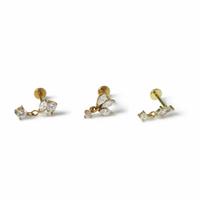 Freedom Surgical Steel Gold Tone Flat Back Drop Earrings Set