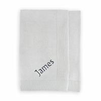 Babyblooms Personalised Cotton Knitted Baby Blanket - Grey