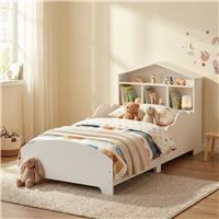 Liberty House Toys Kids Toddler Bed with Bookcase - White