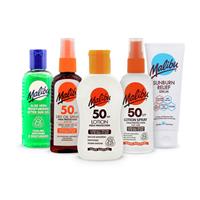 Malibu Travel Size Essentials SPF 50 5-Piece Sun Care Bundle 75ml-100ml