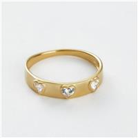 Revere Gold Plated Silver Heart Cubic Zirconia Band Ring - Large