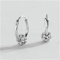 Revere Round Sterling Silver Crystal Ball Hoop Earrings