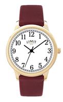 Limit Ladies White Dial Burgundy Faux Leather Strap Watch