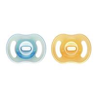 Tommee Tippee Ultra-light Night Glow Silicone Soother - Yellow Blue Pack of 2