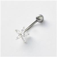 Revere Surgical Steel Cubic Zirconia Flower Belly Bar