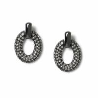 Freedom Dark Silver Tone Crystal Circle Stud Earrings