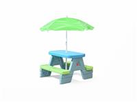 Step2 Sun & Shade Picnic Table with Umbrella - Green & Blue