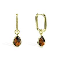 Radley 18ct Gold Plated Tigers Eye Drop Hoop Earrings