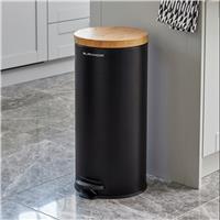 Blackmoor 30 Litre Wooden Lid Pedal Bin - Black