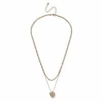 Freedom Gold Tone Heart Pendant Double Chain Necklace