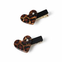 Freedom Leopard Print Heart Shaped Hair Clips - Pack of 2