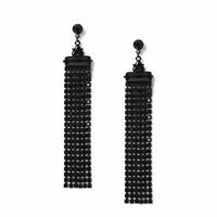 Freedom Black Tassel Long Drop Earrings