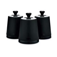 Tower Sera 1.3 Litre Carbon Steel Set of 3 Food Storage Canisters - Black